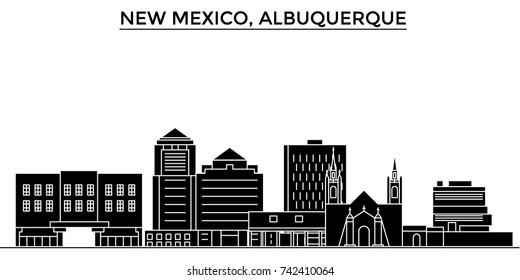 Usa, New Mexico Albuquerque architecture vector city skyline, travel cityscape with landmarks, buildings, isolated sights on background