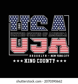 USA, new yok city typography graphic vector t shirt design