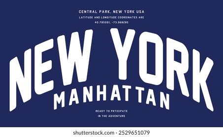 EE.UU. Nueva York Manhattan Central Park Vector de eslogan para camiseta