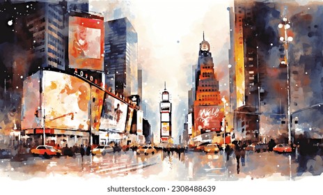 usa, new york watercolor, watercolor drawing