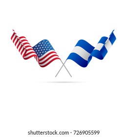USA and Nicaragua flags. Vector illustration.