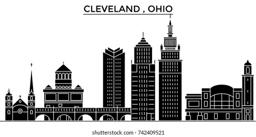 Usa, Ohio Cleveland Architecture Vector City Skyline, Travel Cityscape With Landmarks, Buildings, Isolated Sights On Background