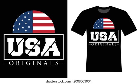 Tipografía original de EE.UU. Diseño de camisetas vectoras