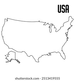Mapa do esboço dos EUA. Design abstrato, ilustração vetorial	