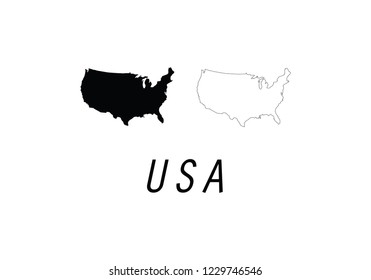 USA outline map country shape national borders United States 