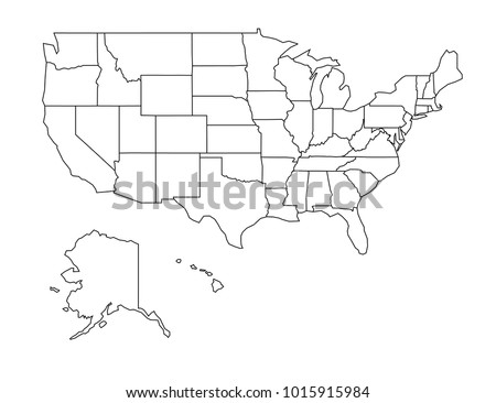 USA outline map. detailed isolated vector country border contour map on white background.
