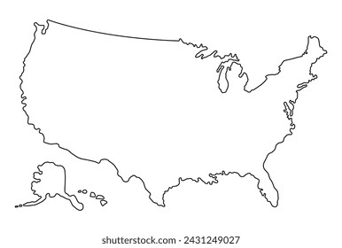 USA Outline Map White Hintergrund Vektor-Illustration