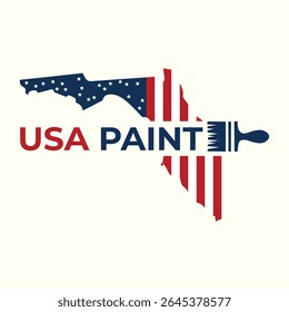 USA Paint Logo Featuring the American Flag and Florida Shape