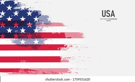 USA painted flag background. Vector grunge brush stroke flag. Banner template.