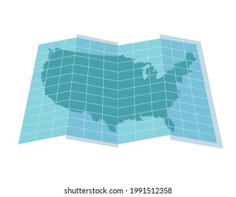 icono aislado de mapa de papel de usa