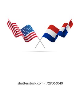 USA and Paraguay flags. Vector illustration.