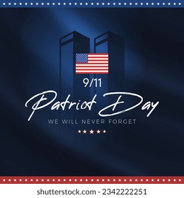 Usa Patriot day 9.11 plane crash. Nine eleven twin tower vector. we will never forget.