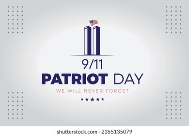 Usa Patriot day 9.11, plane crash social media design. Nine eleven twin tower vector on grey background. we will never forget.