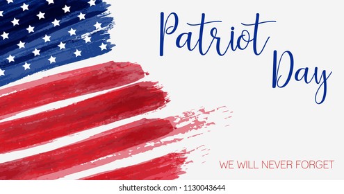 USA Patriot day background. Abstract grunge flag with text. Template for national day banner, greeting card, invitation, poster, flyer, etc.