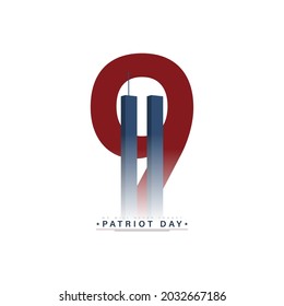 USA Patriot Day banner with high rise towers of New York along with twin tower world trade center. Minimal Design.