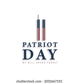 USA Patriot Day banner with high rise towers of New York along with twin tower world trade center. Minimal Design.