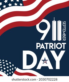 USA Patriot Day banner. September 11 Never forget. 