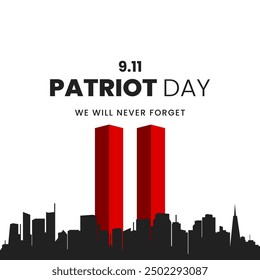 USA Patriot Day banner, September 11th. We will never forget. Vector illustration