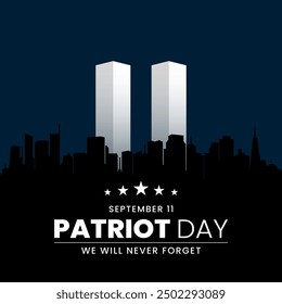 USA Patriot Day banner, September 11th. We will never forget. Vector illustration