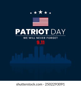 USA Patriot Day banner, September 11th. We will never forget. Vector illustration