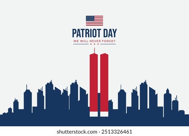 USA Patriot Day Banner, 11. September. Wir werden es nie vergessen. Vektorgrafik