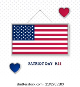 USA Patriot Day. Flag in a frame on a background with stars.