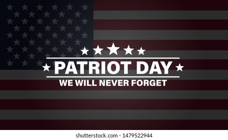 USA Patriot Day on flag background. Memorial Day September 11. Vector illustration EPS 10