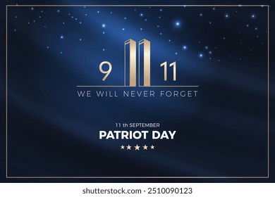 Dia Patriota dos EUA 9 de setembro, 9.11, projeto de mídias sociais de acidente de avião. Nove e onze torres de vetor. Nunca esqueceremos.