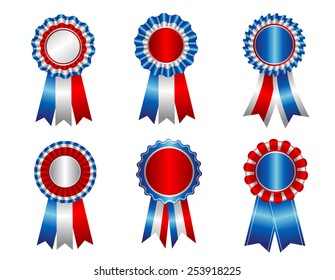 USA patriotic award ribbon rosettes clip art collection isolated on white