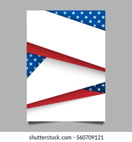 USA patriotic background. Vector illustration with text, stripes and stars for posters, flyers, decoration in colors of american flag. Colorful template for National celebrations, political campaigns.