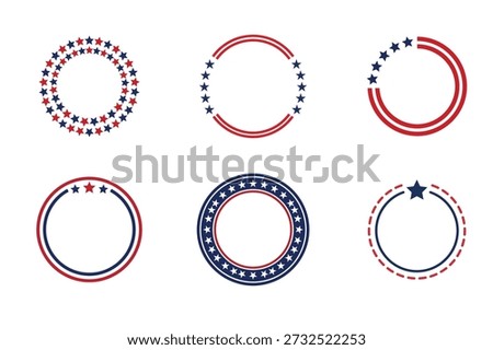 USA Patriotic Circular Star Frames
