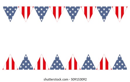 USA Patriotic Design Flags Background With Stars And Stripes The Idea For The Design On July 4, Veterans Day Or National Holiday Flag USA Copy Space Vote Winner Horizontal Banner A Border Of Flags 