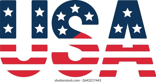 USA Patriotic Flag Design   Stars and Stripes American Vector Illustration, USA Patriotic Text Design