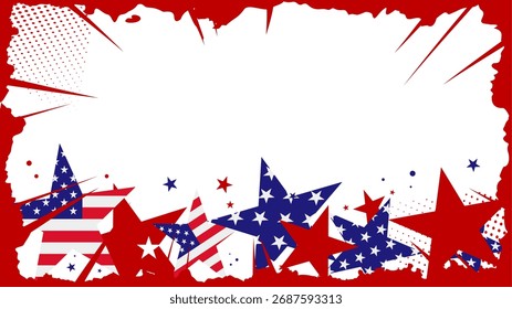 USA patriotic frame, border, background with american stars and flag - vector illustration