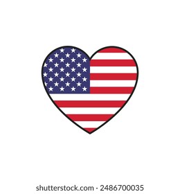 USA Patriotic Heart symbol, 4th of July, Independence day, Heart clipart