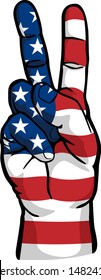 USA Patriotic Peace Sign Hand Symbol Isolated Vector Illustration 