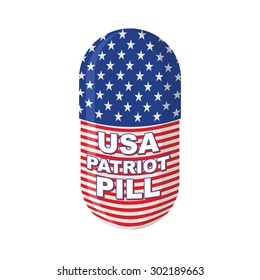 USA Patriotic pill. American flag Capsule. Vector illustration medical Tablet
