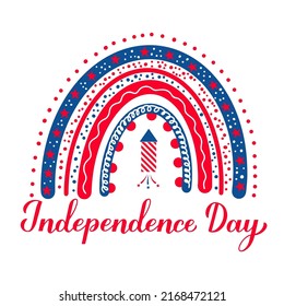 USA Patriotic Rainbow. United States Of America Independence Day Design. Vector Template For 4th Of July Banner, Poster, Card, Shirt, Sticker, Etc.