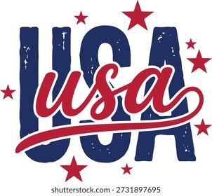 USA Patriotic Script Typography Design