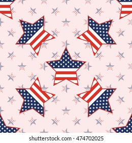 USA patriotic stars seamless pattern on national stars background. American patriotic wallpaper with USA patriotic stars. Scalable pattern vector illustration.