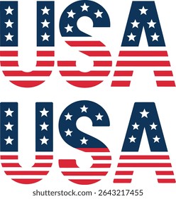 USA Patriotic Text Design  American Flag Letters design