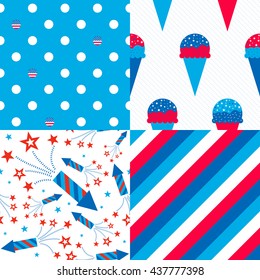 USA Patterns - Collection of 4 American patriotic patterns in red, blue and white