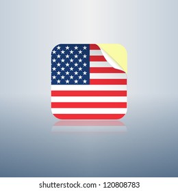 USA peeling sticker rounded corners icon for web