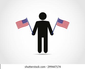 USA People Citizen Flags