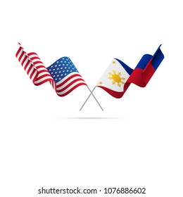 USA and Philippines flags. Vector illustration.
