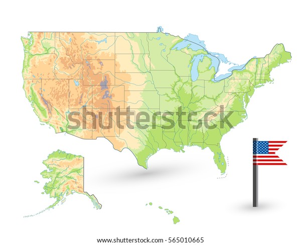 US Blank Physical Map Explore - Usa Physical Map Isolated On 600w 565010665