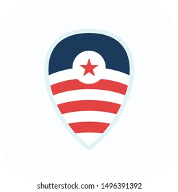 USA Pin icon, american flag symbol vector design. Great for mobile app, web design, print materials, etc.