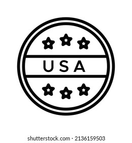 Usa Pin Icon. Line Art Style Design Isolated On White Background