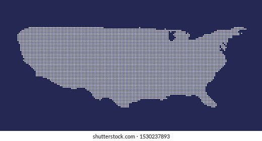 USA pixel map. Vector illustration. Halftone style.