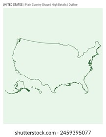 Mapa del país llano de EEUU. Detalles altos. Estilo de esquema. Forma de Estados Unidos. Ilustración vectorial.